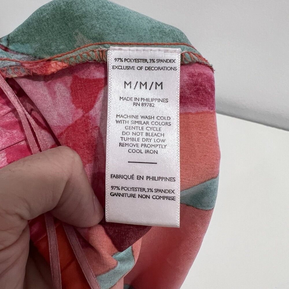 Natori Silky Satin Pajama Pants Medium Pull On Tropical Floral Loungewear Soft - Picture 5 of 7